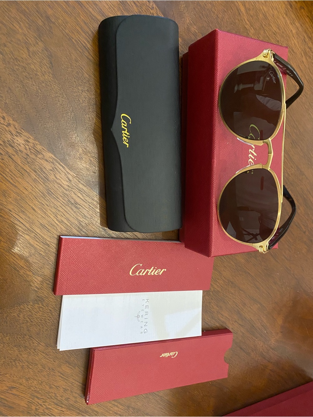 Cartier Gold Frame Brown Lens Men’s Sunglasses